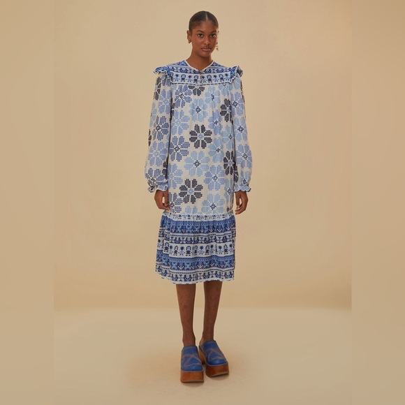 Fram Rio Stitched Flower Midi Dress - Picture 3 of 13